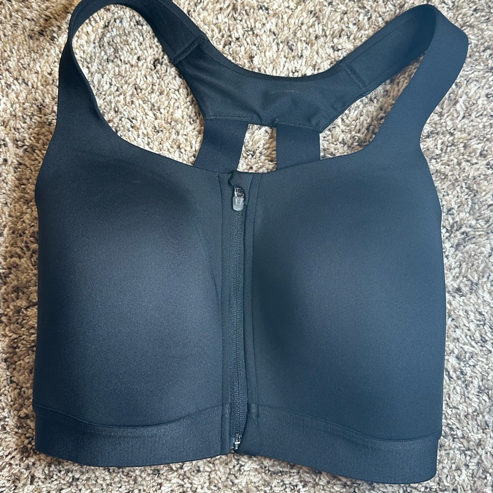 All in‎ Motion High Support Front Zip Sports Bra Black 34DD Adjustable